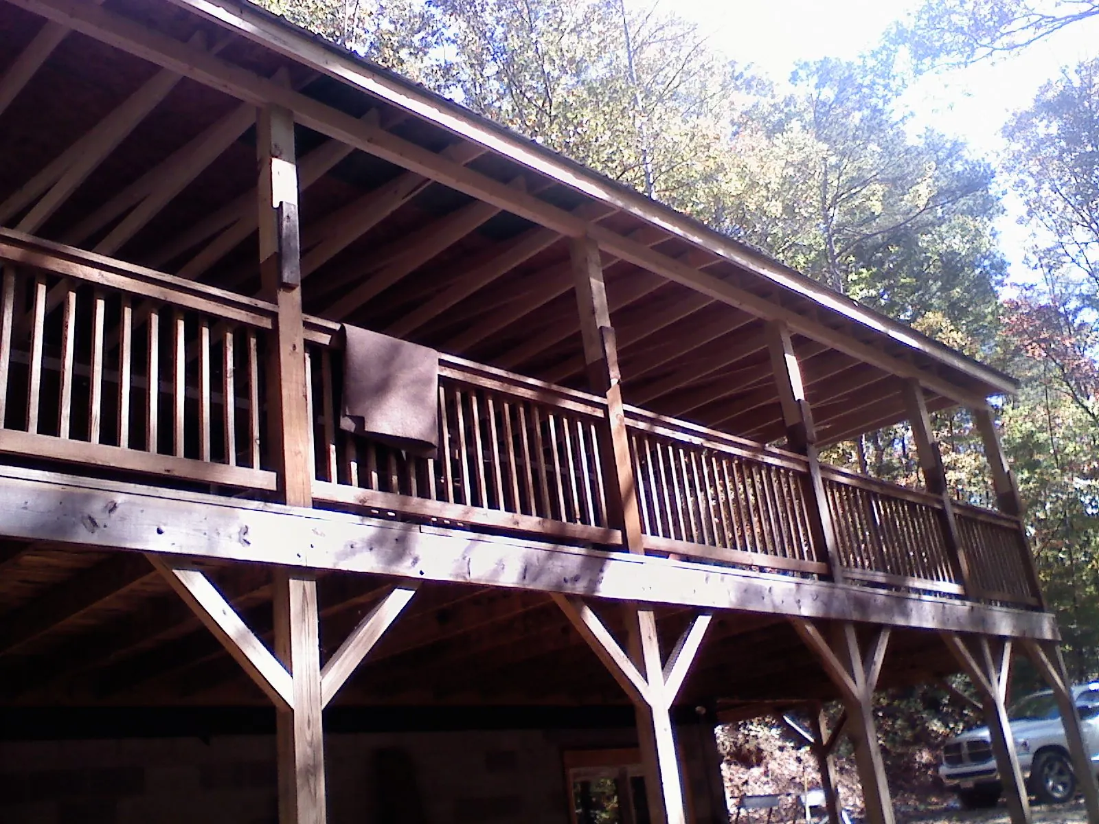 Timber framing under a new elevated porch and deck — Roof Leak Repair in Lake Peekskill by Roofing Brothers